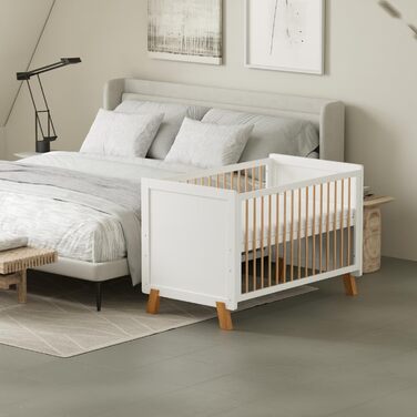 Дерев&39яне дитяче ліжечко 3-в-1, трансформоване дитяче ліжечко, 3 регульовані положення основи ліжка, матрац Deluxe Aloe Vera у комплекті, від народження до 6 років (без матраца 120X60 см)