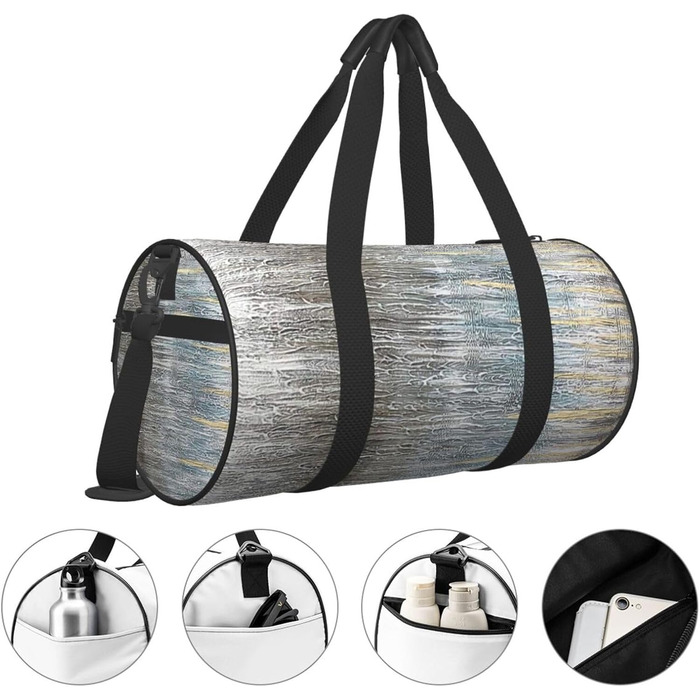 Спортивна сумка, дорожня сумка, з текстурованим принтом масляний живопис, сумка для подорожей на вихідні, чорна, універсальний розмір