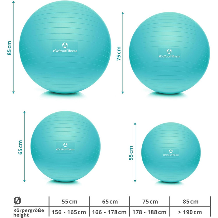 М'яч для вправ з м'ячем М'яч для фітнесу сидячи від 55 см до 85 см Захист від вибуху Тренувальний м'яч, йога, пілатес, тренажерний зал і офіс М'яч для фітнесу та баланс для основних тренувань М'яч для вагітних (75 см (зріст приблизно 178-188 см), зелений)