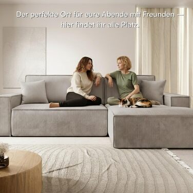 Диван Selsey Кутовий диван Кутовий диван Розкладний диван Диван-ліжко з місцем для зберігання Функція сну Легко чиститься Поліуретанова піна L-подібна правильна Фарез Бежевий Вельветовий вигляд Кутовий диван правий бежевий