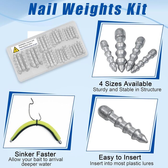 Набір рибальських цвяхів-вантажів, 60 предметів, цвяхи-вантажики для лову окуня, вставні грузила, черв&39яки, набір, рибальські цвяхи-вантажики для м&39яких пластикових приманок, Wacky Rig, ловля окуня