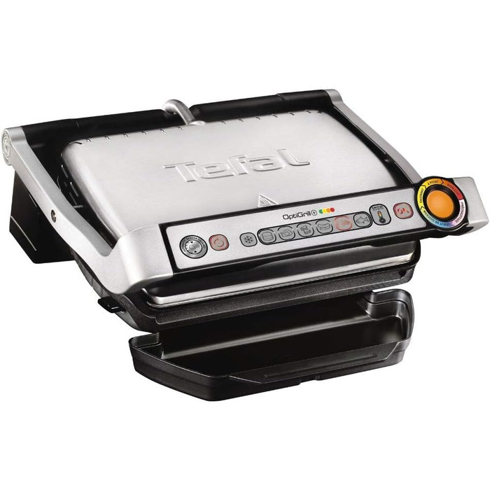 Контактний гриль Tefal OptiGrill, 6 програм, індикатор рівня приготування, знімні пластини, ручний режим, електрогриль, нержавіюча сталь, GC712D12