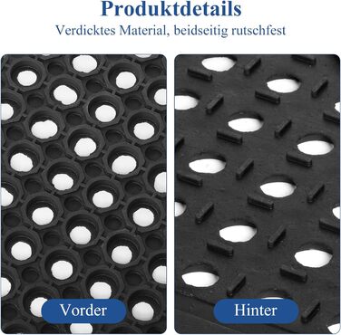 Гумовий килимок MYOYAY, продається по метражу, кільцевий гумовий килимок, килимок для вулиці 90x150 см, нековзний гумовий дренажний килимок, килимок у формі стільників для вулиці, кухні, ванної кімнати, тераси, дитячих майданчиків, саду, чорний