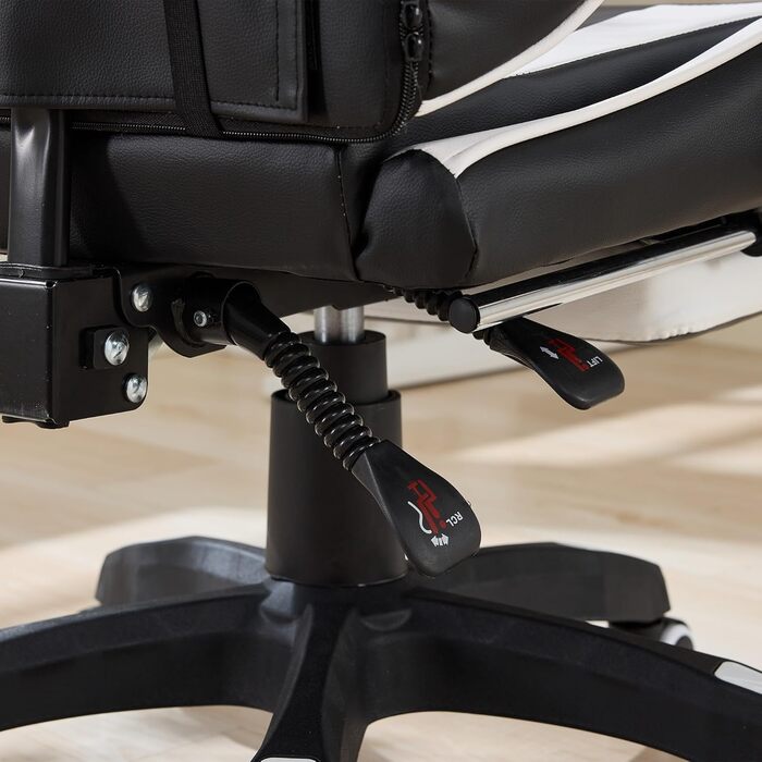 Ергономічне ігрове крісло в гоночному стилі, шкіряне офісне крісло з високою спинкою, регульоване по висоті робоче крісло з підставкою для ніг, підголівником та поперековою опорою для офісу та ігор (біле)