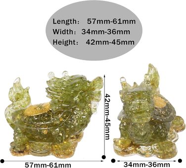 Кришталевий перидот Дракон Черепаха фігурка прикраса, смола Китайський дракон кам'яна статуя багатство Золота монета скульптура Фен-шуй процвітання орнамент удача колекційна фігурка для домашнього офісу зелений перидот