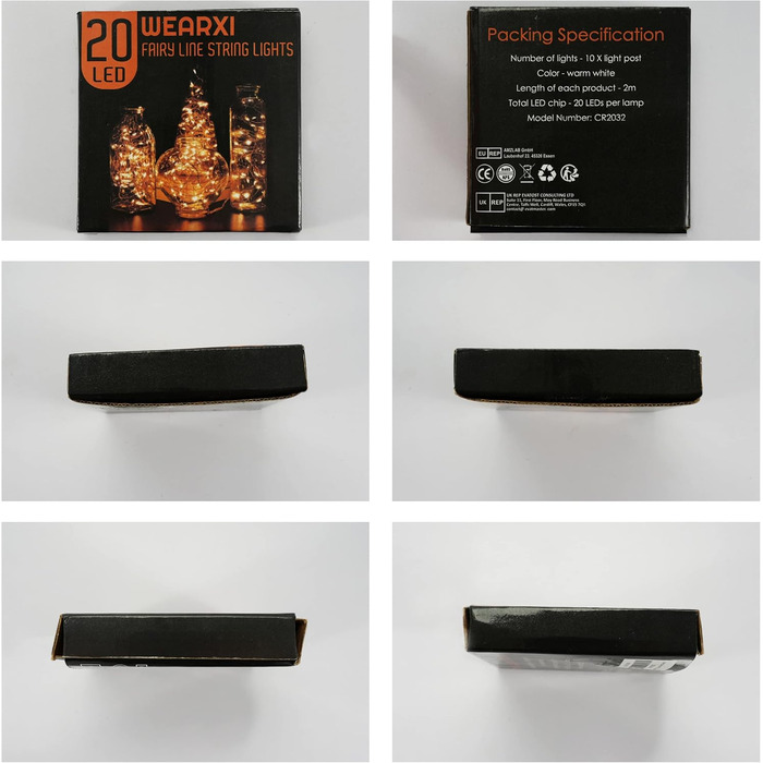 Акумуляторна батарея WEARXI, 10 шт. 2M 20 міні-світлодіодних гірлянд з акумулятором, казкові гірлянди в приміщенні, світлодіодні г