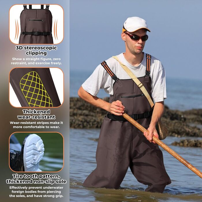 Водонепроникні вейдерси Simsky з черевиками, регульованими ремінцями, дихаючі, для риболовлі та будівництва, розмір 44