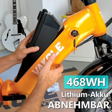 Складаний електровелосипед VT4 20 дюймів з акумулятором 36 В 13 Аг, 20x3,0 дюйми, шини для фетбайка, електровелосипед, що відповідає стандартам ЄС, для чоловіків та жінок, помаранчевий