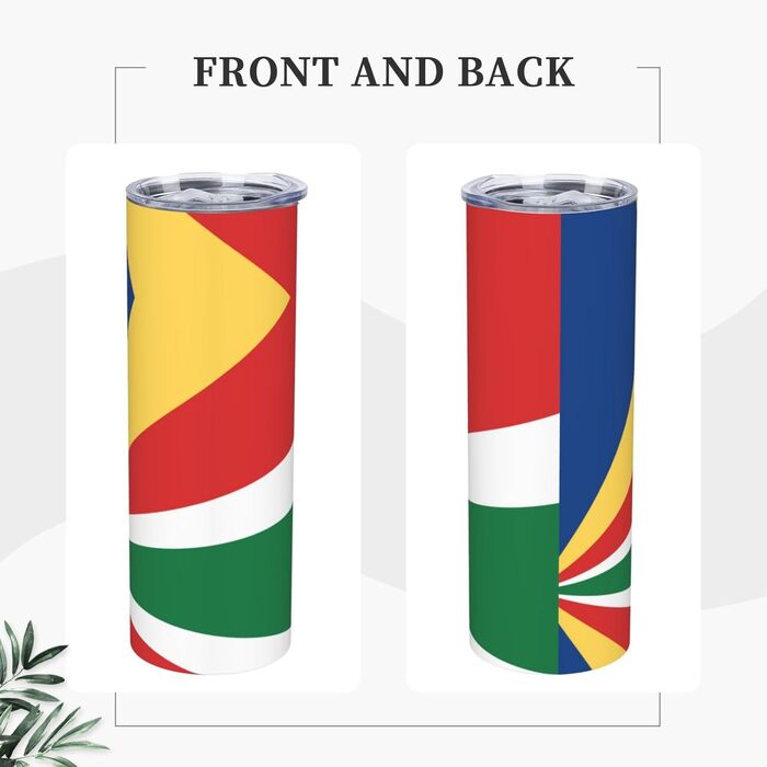 Кухоль з прямою трубочкою, дизайн прапор Сейшельських островів, друкований, дорожній кухоль, підходить для кемпінгу, офісу та дому, 590 мл