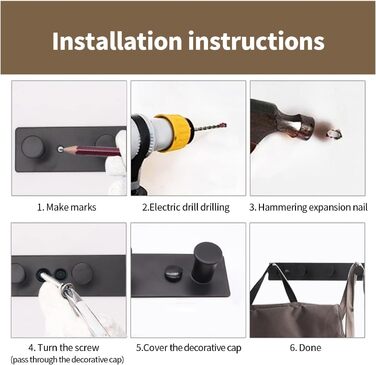 Гачок рейка з нержавіючої сталі гачки для одягу настінні настінні гачки шурупи, вішалка для одягу з 8 гачками (біла, 8 гачків) біл