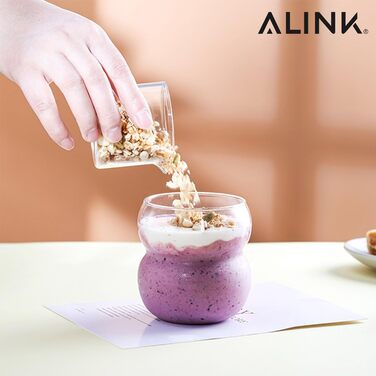 Набір склянок для пиття ALINK Bubble Glass з 4 склянок для пиття, ребристі склянки 380 мл, скло хвилі, келихи для латте макіато, с