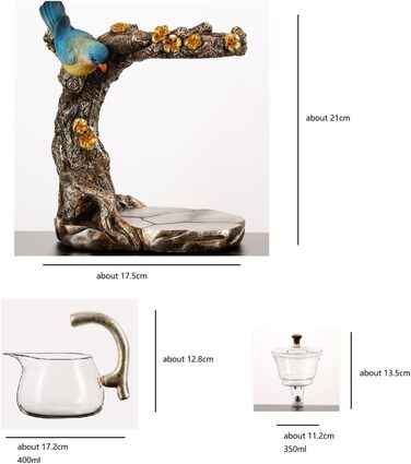 Набір скляних чайників, дизайн тварин та птахів, напівавтоматичний, обертова чаша з чайним ситечком, набір чайників Lazy Kungfu (чайник)