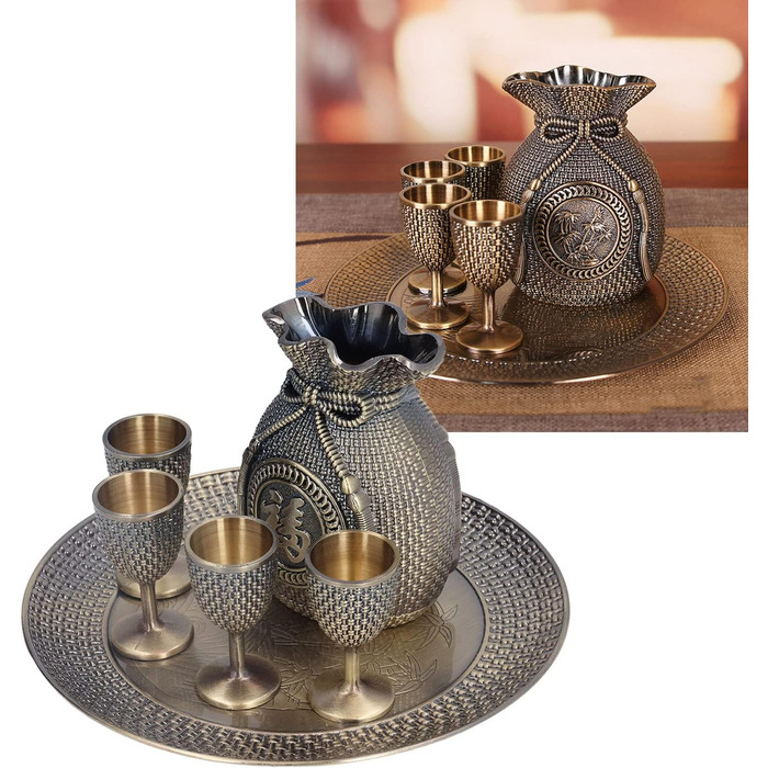Турецький чайний сервіз у вінтажному стилі, сплав цинку, рельєфний візерунок, стійкі кольори, надзвичайно міцний, турецький кавовий набір