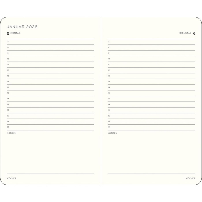 Кишеньковий щоденний календар (A6) 2026, 12 місяців, чорний, німецький чорний кишеньковий (A6), 1917 372597