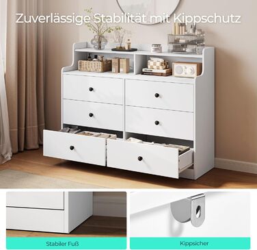 Комод LINSY HOME з 6 шухлядами, білий високоякісний дерев&39яний комод, лляна скриня для спальні, сучасний дизайн, розміри 133 102,8 39,8 см