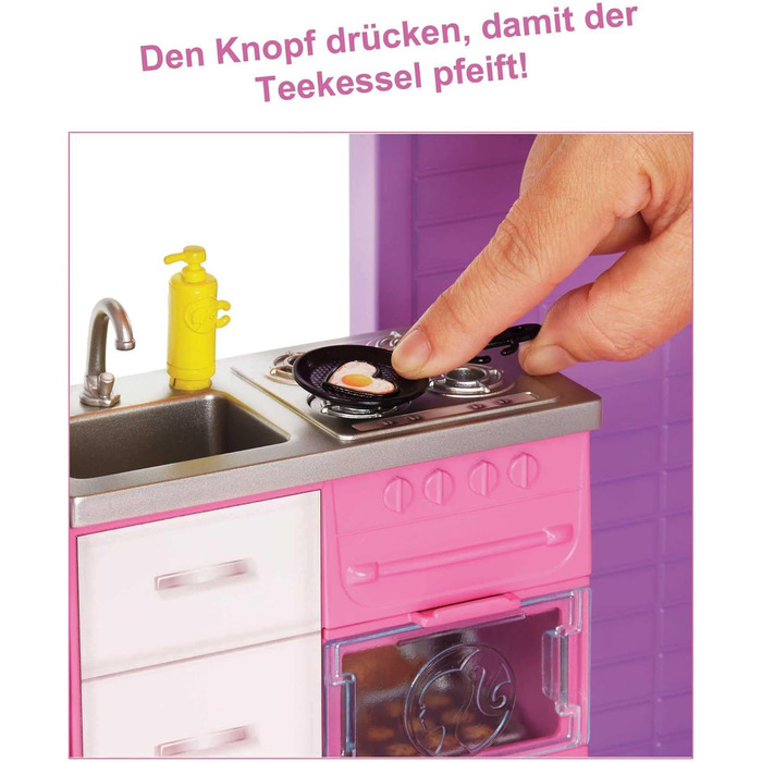 Ляльковий будиночок "Барбі Мрії", повністю мебльований, 3 поверхи, 8 кімнат, включаючи басейн, гірку та ліфт, 70 аксесуарів, іграшка для дітей віком від 3 років, GNH53 Будиночок Барбі Мрії