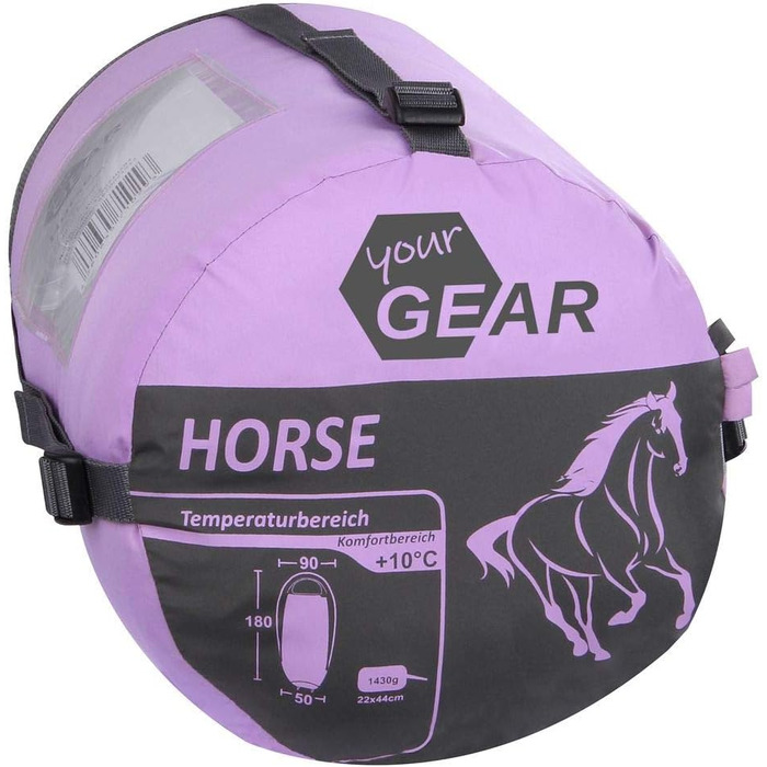 Ваш GEAR Дитячий спальний мішок Horse Mummy Sleeping Bag 180x90 см зручний літній спальний мішок 300 г/м Pink Grey екстра теплий