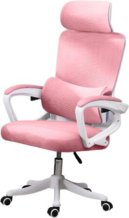 Ігрове крісло KIMISS з поперековою опорою, ергономічне крісло, багатофункціональне підйомне крісло для дому, навчання, офісу, комп&39ютерних ігор (РОЖЕВЕ)