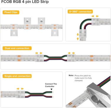 Гнучка світлодіодна стрічка високої щільності 5M 896LED/M 4480LEDs 16W/M DC24V IP30 Неводонепроникний багатобарвний для прикраси будинку своїми руками (без блоку живлення та контролера) (FcobRGB, 5M 840 світлодіодів/м), 2700K)