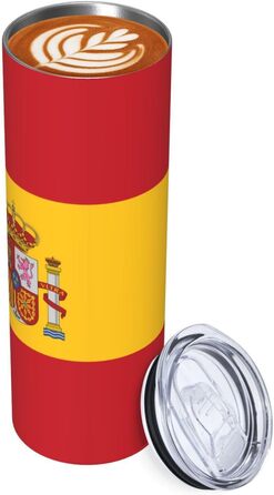 Кухоль з прямою трубочкою, дизайн іспанський прапор, друкований, дорожній кухоль, підходить для кемпінгу, офісу та дому, 590 мл