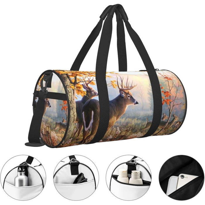 Дорожня сумка-циліндр з оленем, спортивна сумка для чоловіків та жінок, сумка-мішок, спортивна дорожня сумка