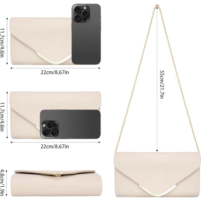 Жіночий клатч Larcenciel, шкіряна сумка кольору тілесного кольору з ланцюжком, елегантна вечірня сумка-конверт, модна сумка через плече