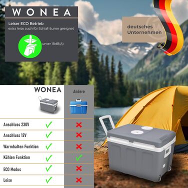 Електричний холодильник об&39ємом 45 літрів, 12 В, 230 В, охолодження та обігрів, термоелектричний холодильник на колесах, для автомобіля, вантажівки, міні-холодильника, термобоксу для автомобіля, човна, кемпінгу, тихий еко-режим