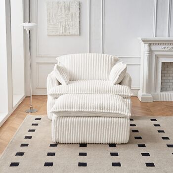 Звичайний розкладний компресійний диван-крісло, одномісний диван з підставкою для ніг, м&39який та зручний пеленальний диван, диван з подушками для підлокітників (бежевий)