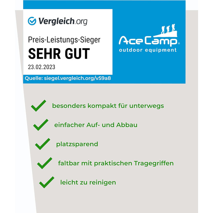Портативний складаний гриль AceCamp на вугіллі, для кемпінгу, садової вечірки, барбекю, гриль з нержавіючої сталі, (інші розміри), середній, 34 x 36 x 22 см