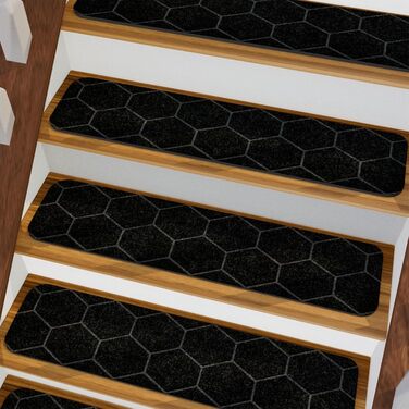 Сходинки для дерев&39яних сходів для приміщень, 20,3 x 76,2 см, чорні, 15 шт.