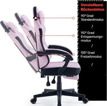 Ігровий стільчик з підставкою для ніг - м&39які підлокітники - регульована висота - рожевий