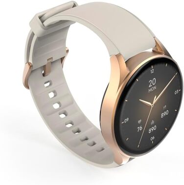 Розумний годинник Hama 8900 з GPS, водонепроникний IP68, функція телефону (сенсорний AMOLED-дисплей, голосове керування, спортивні режими, трекер сну, пульсометр, WhatsApp, годинник для бігу, пульсометр, фітнес-годинник) золотого кольору