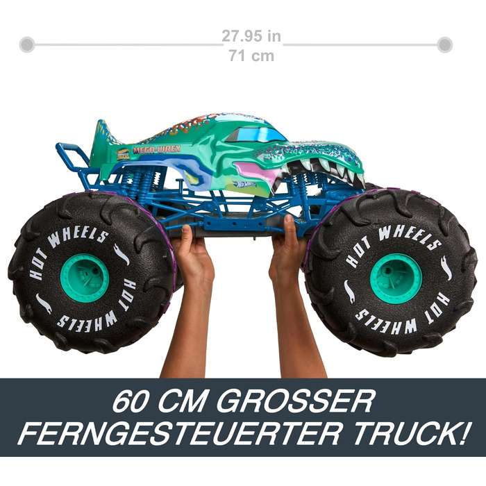Машинка на дистанційному управлінні Hot Wheels Monster Trucks, Mega-Wrex в масштабі 16, надвелика іграшкова вантажівка на дистанці