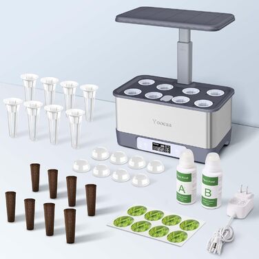 Гідропонна система Yoocaa Гідропонна система вирощування зі світлодіодним підсвічуванням і автоматичним таймером, керуванням APP, набором Smart Garden Herb Garden для дому та кухні, 8 стручків (макс. висота 45 см)