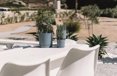 Горщик для квітів Tymar з блюдцем, 2 шт. , декоративний пластиковий горщик для рослин, сучасний, круглої форми, для внутрішнього в