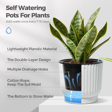 Кашпо для квітів з гнітом пластикове, кашпо для орхідей, кашпо для базиліка, кашпо для квітів малий набір біле набір з 6 шт. Ф12см