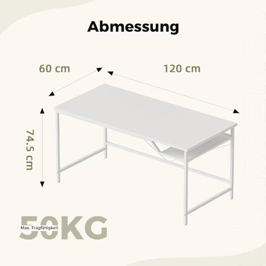 Комп&39ютерний стіл Mericonia 120 см, ігровий стіл для невеликих приміщень, сучасний стіл у мінімалістичному стилі для домашнього офісу, столи для студентів, білий 120x60 базовий білий