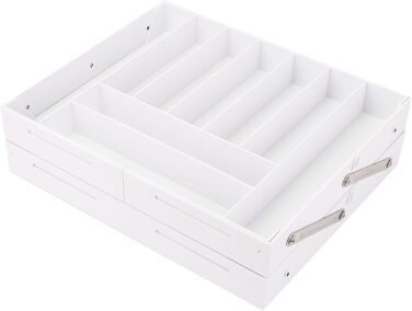 Органайзер для шухляд, складний, стильний, компактний, розширюваний органайзер для столу на кухні та туалетному столику, виготовлений з високоякісного пластику (білого кольору)