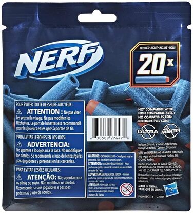 Включає 20 офіційних дротиків Nerf Elite 2.0, сумісних з усіма бластерами Nerf Elite, 2.0 20-Dart Refill Pack -