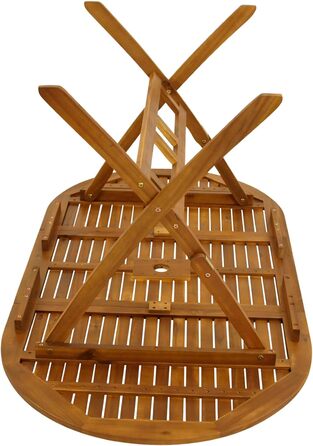 Садовий стіл DEGAMO, розкладний стіл, сільський стиль, 85x160 см, акація, коричневий олійний, сертифікований FSC, складаний, для вулиці