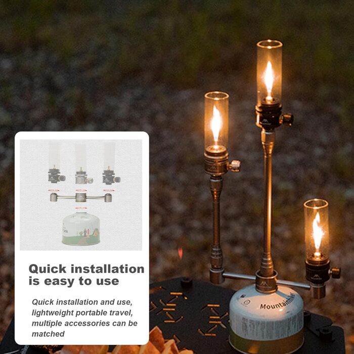 Газовий ліхтар, портативний металевий газовий ліхтар для кемпінгу з термостійким склом, ліхтар з регульованим клапаном, ліхтар для кемпінгу та походів