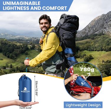 Килимок для сну для кемпінгу, надлегкий надувний кемпінговий матрац з ножним насосом та подушкою, складний водонепроникний надувний матрац, килимок для сну з антиріпстопним покриттям для походів, пляжний, для використання на свіжому повітрі, темно-синій