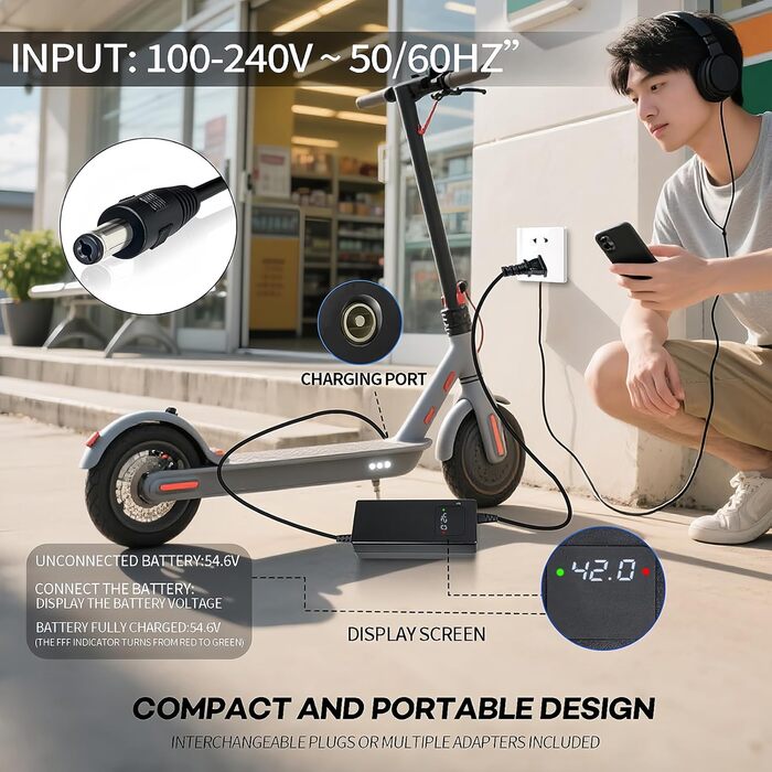 Зарядний пристрій 42 V 2 A для електроскутерів та електровелосипедів
