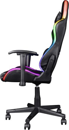 Ігрове крісло Trust Gaming GXT 716 Rizza з RGB-світлодіодним підсвічуванням, 350 кольорами та ефектами, регульованими по висоті підлокітниками, поворотним, ергономічним офісним кріслом, геймерським кріслом - чорного кольору