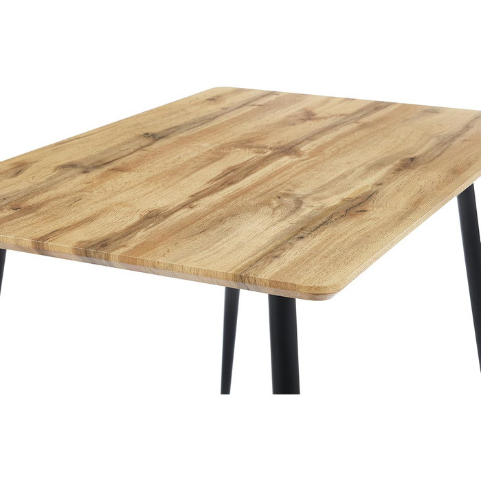 Обідній стіл SAM Trondheim 115 x 75 см Деревина під дикий дуб Швейцарський край Чорний металевий каркас на 4 ніжках Їдальня та кухня 115 x 75 см МДФ / Чорний каркас