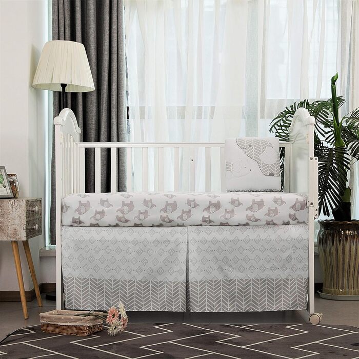 Комплект дитячої постільної білизни La Premura для хлопчиків, сірі слоники та цуценята, стандартний розмір, 3 предмети, сіра пості