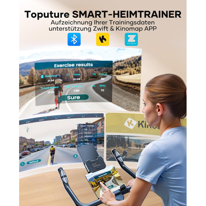 Оновлення 2026 р. Велотренажер із застосунком та пульсометром, ергометр із системою амортизації, надзвичайно тихий &lt20 дБ, регульований магнітний опір, маховик 15 кг, домашній тренажер до 160 кг, небесно-блакитний