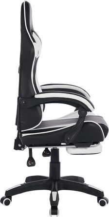 Ергономічне ігрове крісло з поворотом на 360 у гоночному дизайні, шкіряне офісне крісло з високою спинкою та регульованою висотою, з підставкою для ніг, підголівником та поперековою опорою для офісу та ігор (білий чорний)