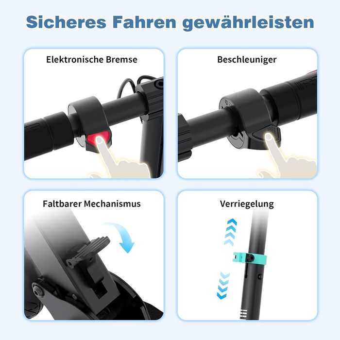 Дитячий електросамокат RCB R15 (8-12-16 років) - до 20 км/год, максимальний запас ходу 16 км, складний електросамокат для дітей, подарунок для підлітків, чорно-синій