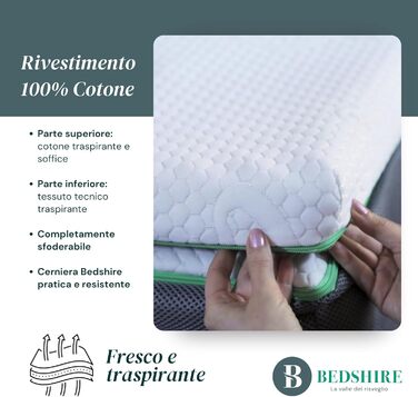 Наматрацник Bedshire для двоспального ліжка, 180 x 190 см, піна з ефектом пам&39яті, висота 6 см, зі знімним чохлом, стиль футон, ортопедичний. 180x190